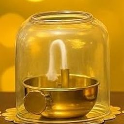 Ekhasa 100% Pure Brass Akhand Jyot Diya with Adjustable Bati Knob, Wick Lifting Screw Lever, Glass Cover (Large Size, 250 ml Oil Capacity, Stay Lit for 48 Hours, Wick Included, Authentic Borosilicate)-image-22