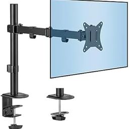 SOL Single Monitor Desk Mount | Adjustable Heavy Duty Monitor Arm | VESA Mount with C Clamp & Grommet Mounting Base | Computer Monitor Stand for Screen up to 27inch | Table Mounted | Black-6