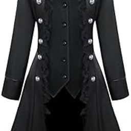 CALANDIS® Retro Womens Steampunk Gothic Coat Medieval Jacket Cosplay Costume L Black | Clothing Shoes & Accessories | Womens Clothing | Coats & Jackets-image-68