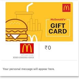 McDonalds | Flat 11% off | E-Gift Card | Instant Delivery | Valid for in-store purchases | 1 year validity-31