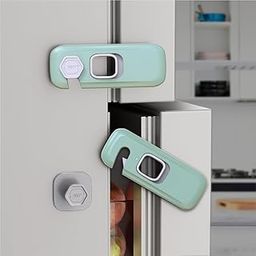 Vrutwa™ Child Proof Refrigerator Lock, Fridge, Cabinets, Freezer Door Lock Apply to Max 1"(25mm) Sealing Strip for Toddlers and Kids, No Tools Need or Drill - Grey (Green, 2)-image-25
