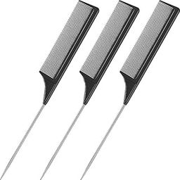 Aishu Salon Styling Combs, ALL Professional Black Carbon Fiber Hair Combs | Detangling Comb | Rat Tail Comb | Teasing Comb | Salon Grade Combo Comb Set for Men and Women (Pack of 3)-12