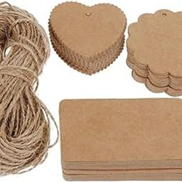 CVANU 120pcs Premium Gift Tags, Double-Sided Available Kraft Paper Price Tags with 120 Root Natural Jute Twine, Craft Tags Labels Treats Tags for Wedding Christmas Day Thanksgiving-picture-18
