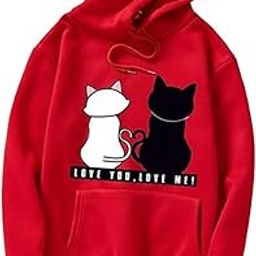 Printed Hoodie Sweatshirts Regular Fit Hoody Fleece Stylish Design Hooded Sweatshirt Winter Wear for Women Girl Red-image-101