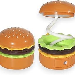 TLISMI Creative Hamburger Table Lamp with Pencil Sharpener Burger Design 360° Flexible Neck Study Desk Lamp USB Rechargeable Small LED Night Light for Kids & Adults Room, Home, Office Decoration-image-96