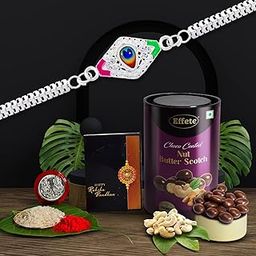 DeoDap Silver Color/Plated Rakhi with Chocolate Combo-image-79
