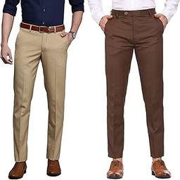 Men Formal Trouser Regular Fit Solid | Soft and Breathable Pant Combo (Pack of 2)-image-86