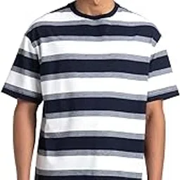 jockey UM24 Men's Super Combed Cotton Rich Striped Oversized T-Shirt-picture-49