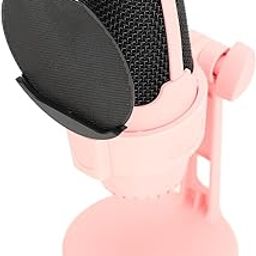 Yunir USB Microphone, Countertop Condenser Microphone with RGB Light for Computer Smartphone, High Sensitivity PC Mic, for Gaming Studio Recording Live Streaming (Rose)-6