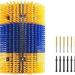 SAZ DEKOR Livestock Scratch Brush Clean Tool Full Massage Brush for Horses Pigs Cattle Yellow and Blue-image-82