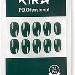 KIRA Artifical Fake Nails With Buffer & Glue, Natural False Nails Delicate & Comfortable With Long-Lasting And Waterproof For Women - A22 (green) (Pack Of 24)-7