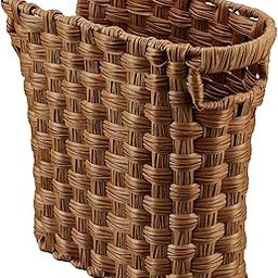 Wicker Waste Basket, Wicker Trash Can with Built-in Handles, Multifunctional Mini Wicker Basket for Home and Office, Compact Design and Durable Construction with Fine Artisanal Craftsmanship (Brown)-picture-0