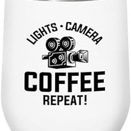 Filmmaker White Edition Wine Tumbler 12oz - Lights camera coffee - Filmmaker Gifts Camera Lens Cut Prop Director Movie Film Scriptwriter-image-47