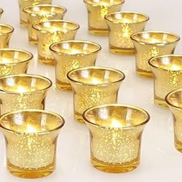 Mahganya Set of 6 Glass Tealight Candle Holders - Decorations Items for Home D�cor Living Room Bedroom Dining Table Christmas and Diwali Gifts Multi Color (Silver)-image-44