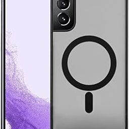 amazon basics Designed for Samsung Galaxy S21 FE Case | Strong Magnet Camera Protection Translucent Matte Hard Back Cover Compatible with Mag-Safe (TPU+Polycarbonate | Frost Black)-image-2