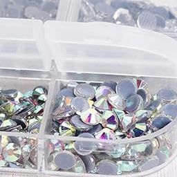 12 Grids White Flat Pearls,AB Glass Flat Crystals, Rhinestones Stones Nail Art Decorations, DIY Manicure for Women-image-19