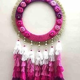 GN Dream Catcher | Macrame Wall Hanging | Modern Dream Catcher | Bohemian Style | Hoop Wall Hanger - Woolen (Multi Color Size 8X15 INCH) Toran-image-34