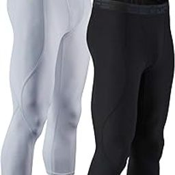 Men's 3/4 (2 Pack) Compression Cool Dry Tights Baselayer Running Active Leggings Pants-image-53