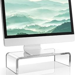 Parikshit Sublimation Acrylic Transparent Computer Monitor Riser Stand Holder for desk Table, Clear Desktop Laptop PC Printer TV Stand (Minimalistic, 12X8X3 Inch)-picture-3