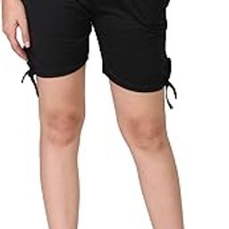 Girls Shorts Women’s & Girls Solid Casual Hosiery Cotton Stretchable Shorts - Bike & Running Active wear Shorts Sports Yoga (Black, Free Size)-image-61