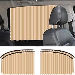 OTO2EYE Magnetic Car Side Window Sunshade, Universal Fit, Pleated and Foldable Curtains, Privacy Protection, UV Ray Protector, Pack of 4 (Beige)-picture-9