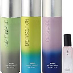 Ajmal Nightingale & Distraction & Persuade Deo each 200ML & Neea EDP 20ML Pack of 4 (Total 620ML) for Men & Women-picture-9
