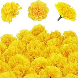 Improvhome Artificial Marigold Flowers,2inch Silk Marigold Flower Heads,Yellow Flowers Artificial for Decoration,Marigold Heads for Parties,Indian Wedding,Indian Theme,Diwali Home Decor (30)-image-19