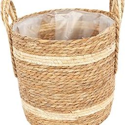 ATORSE Flower Pot Cover Plants Container with Handle Lawn Yard Woven Planter Basket 28cmx28cm-image-54