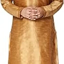 skavij Men's Art Silk Thread Work Kurta Pajama Set Woven Design Embroidered Festive Ethnic Dress-picture-3