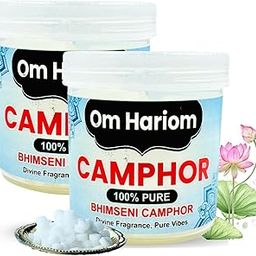 Om Hariom Pure Camphor Jar 100 Gm Jar (Pack of 2) for Puja, Meditation, Spirituality & Other Religious Rituals | Refreshing Fragrance | Aromatic Kapooram Tablets | Divine Aroma | No Residue-image-96