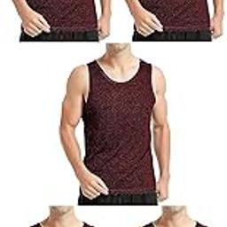 Gym Vest for Men & Boys Sports Running Cotton Sleeveless Vest/Baniyan Modern Fit Solid Inner wear in Maroon Color Pack of 5-image-60