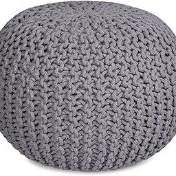 Decorative Pouffe for Living Room Boho Light Grey Cotton 48 x 48x 33 cm Ottoman and Foot Stool Bedroom & Kids Room Pouf-image-72