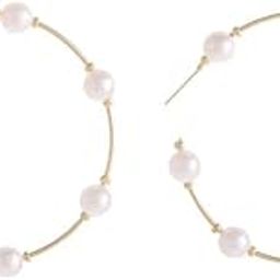 el regalo Big Pearl Hoops Earrings- Large Golden Hoop Earrings Embellished With Imitation Pearl- Elegant Oversized Hoops for Women & Girls-picture-2