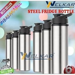 Stainless Steel Water Bottle 950 ml Each Set of 6 Silver | Gym Bottle | Home | Kitchen | Hiking | Treking Bottle | Travel Bottle (P|Design - 901for Home 806 Kitchen-image-89