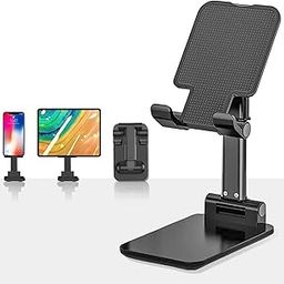 coku Foldable Mobile Phone Stand Holder, Angle & Height Adjustable Desktop Phone Holder Dock, Phone Cradle with Stable Anti-Slip Design, Case Friendly Phone Holder Stand for Desk, Smartphones (Black)-image-32