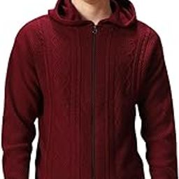 Solid Full Sleeves Hooded Acrylic Regular Fit Men Casual Sweater-image-65