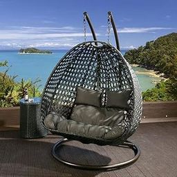 GOOD RANGE FURNITURE 2 Seater Swing Chair Hammock with Stand & Cushion Hammock Hanging Jhula for Indoor,Outdoor,Balcony, Garden,Patio(Black Swing & Dark Brown Cushion)-image-10