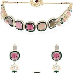 Multi Colour Multistrand Beaded Cluster Choker Necklace Earring & Ring Set For Women-ZPFK16494-image-19