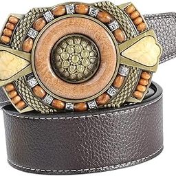 Mens Western Bohemian Indian Buckle Native America Jeans Waist Belt Coffee 1-image-5