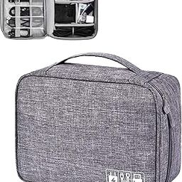 Gedget Organiser Electronics Accessories Organizer Bag, Universal Carry Travel Gadget Bag for Cables, Plug and More, Perfect Size Fits for Pad Phone Charger Hard Disk (Grey)-24