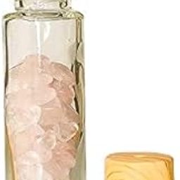 Getmecraft 10ml Clear Glass Roll On Bottle For Essential Oils,Refillable Roller Bottle With Natural Crystal Gemstone Roller Balls Top,Bamboo Lid-Healing Crystal Chips Inside-4