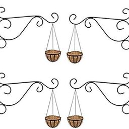 Go Hooked Wall Hooks Hanging Brackets Wall Mounted Flower Pot Holder Garden Basket Lantern Hook Flower Pots Plant Hanger (Black, Pack of 4)-26