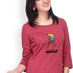 Maroon Women Round Neck Quarter Sleeve T-Shirt Sit On Ass-image-8