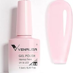 VENALISA Gel Nail Polish 1 Pcs From BELLE GAGA Bright Color Gel Polish Soak Off UV Gel DIY at Home Manicure Salon Nail Art For Girls Women (Clear Pink, 7.5ml-1 Unit)-0