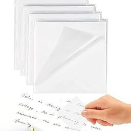 UDHVREKH 100 Sheets Transparent Sticky Notes, 7.5x7.5cm self-Adhesive Clear See Through Sticky Notes, for Reading Writing Notes Book Markers, Study Office School Supplies, 50 Sheets/Pad (2 Pads)-image-1