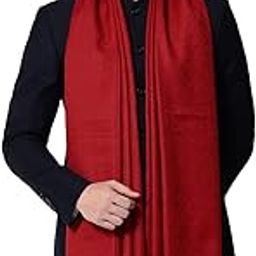 mens Fine Wool stole, jacquard design, Maroon-image-98