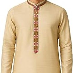 Pulse Weaves Men's Unstitched Solid Kurta Fabric Set, Beige Poly Raw Silk with Santun Silk, 3 Metres, Upto 5XL-image-99