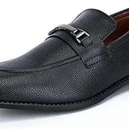 Men's Jet Black Shoes Slipon Style Comfortable Moccasins with Buckle for Men (RGPDMCB) (Size-12UK)-image-43