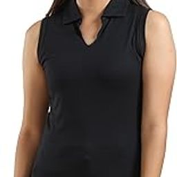 Women's Cotton Casual Sleeveless Top Scallop Polo Neck Collared Tshirt-image-38