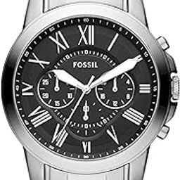 Chronograph Black Dial Silver Band Men Stainless Steel Watch - FS4736-39